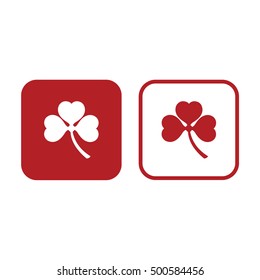 Shamrock icon vector illustration. Red and white