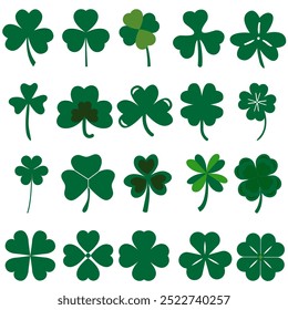 Shamrock icon vector set. Clover illustration sign collection. St Patricks Day symbol or logo.