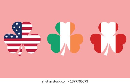 Shamrock Ireland, Canada and USA flag - Patrick Vector and Clip Art
