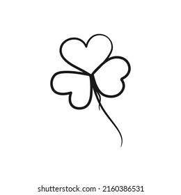 Shamrock leaf continuous one line art design, Single line minimalism design