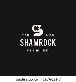 shamrock leaf hipster vintage logo vector icon illustration