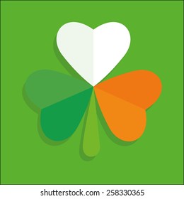 Shamrock leaf in Irish flag colors background for St. Patrick's Day. EPS 10.