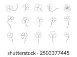 Shamrock leaf outline, Shamrock clover outline, Cloverleaf silhouette,  Shamrock clipart, Shamrock silhouette outline, Clover leaf vector line art.