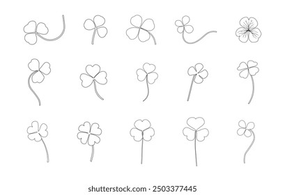 Shamrock Blatt Umriss, Shamrock Klee Umriss, Kleeblatt Silhouette, Shamrock Clipart, Shamrock Silhouette Umriss, Kleeblatt Vektor Linie Kunst.