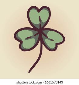 Shamrock leaf symbol.
St.Patrick's day elements icon. 
Colored cartoon illustration.Vector design for web design, mobile app, stickers and games.