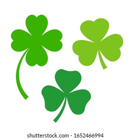 Shamrock leaf vector icons set isolated on white background. St Patrick's day symbols.