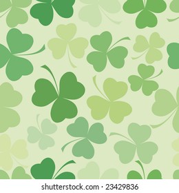 Shamrock leave cloverleaf grass  seamless saint Patrick day pattern.