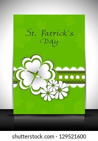 Shamrock leave greeting or gift card for Happy St. Patrick's Day. EPS 10.