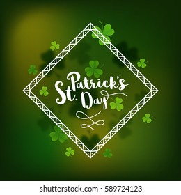 Shamrock leaves decorated, Elegant greeting card design for Happy St. Patrick's Day celebration.