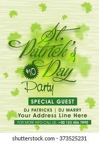 Shamrock leaves decorated Pamphlet, Banner or Flyer design for St. Patrick's Day Party celebration.