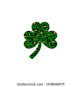 Shamrock leopard print. Stylish leopard print shamrock leaf. St. Patrick's Day.