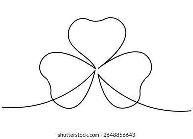 Shamrock line art vector illustration with simple botanical style and minimalist outline drawing
