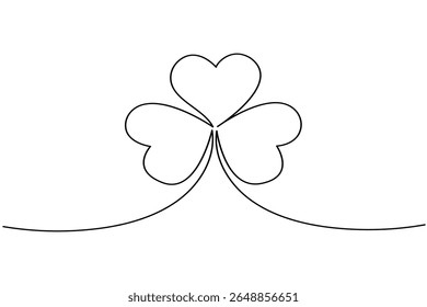 Shamrock line art vector illustration with simple botanical style and minimalist outline drawing