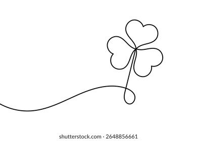 Shamrock line art vector illustration with simple botanical style and minimalist outline drawing