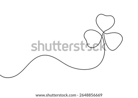 Shamrock line art vector illustration with simple botanical style and minimalist outline drawing