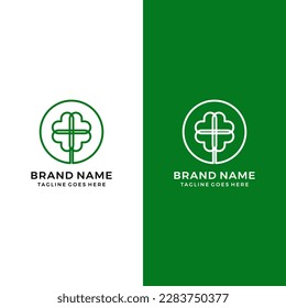 Shamrock logo, minimal leaf clover design icon template