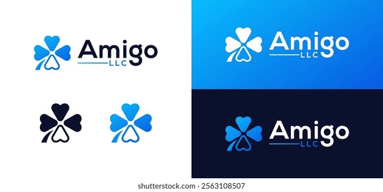 Shamrock logo vector illustration design template with arrows.