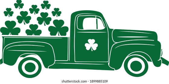 Shamrock Market Truck - St Patricks Vector and Clip Art
