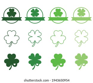 Shamrock monograms, St. Patrick’s Day.Vector illustration.
