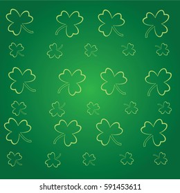  Shamrock on Green Background.