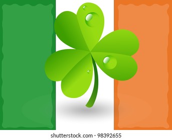 Shamrock on Irish Flag Background