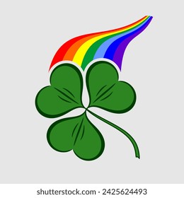 Shamrock on magic rainbow. Symbol of St.Patrick's Day, Irish holiday