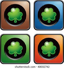 shamrock on multicolored checkered web buttons