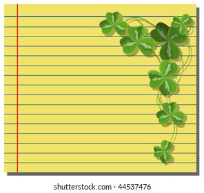 Shamrock on yellow note paper