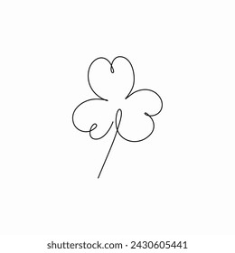 Shamrock one line art, clover leaf one continuoes line.