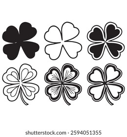 shamrock outline icon set silhouette design