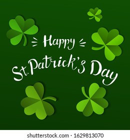 Shamrock in Paper Cut style. St. Patrick's day design element, vector