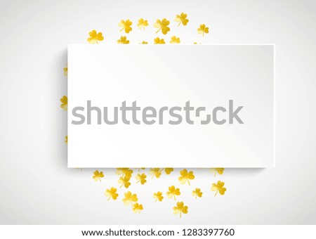 Shamrock paper frame for Saint patricks day. Lucky trefoil confetti. Glitter frame of clover leaves. Template for party invite, retail offer and ad. Dublin shamrock paper frame backdrop.