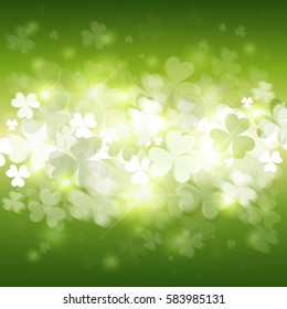 Shamrock Pattern Background Saint Patrick Day Beer Festival Banner Flat Vector Illustration
