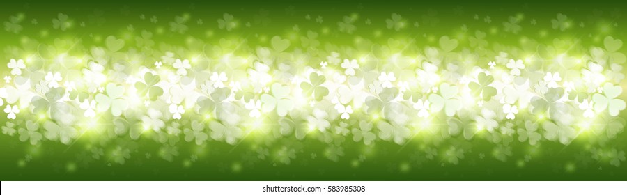 Shamrock Pattern Background Saint Patrick Day Beer Festival Banner Flat Vector Illustration