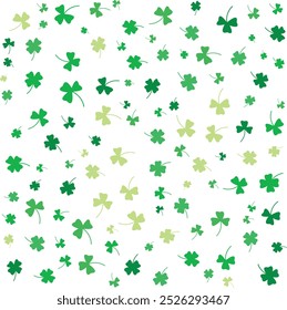 Padrão de Shamrock isolado em um fundo branco verde folhas vetor ilustração