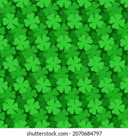 Shamrock pattern seamless. Clover background. St.Patrick 's Day Irish holiday backdrop