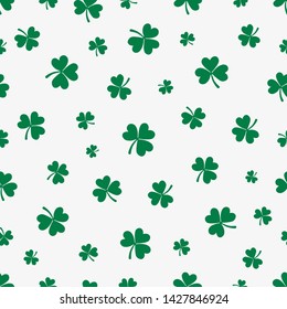 Shamrock print seamless pattern with three leaf clovers for Saint Patrick's Day