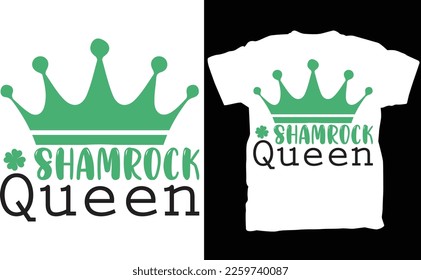 Shamrock Queen tee, Green Clovers Crown Funny T-Shirt