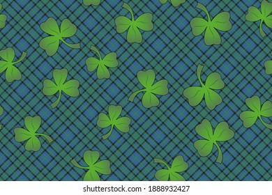 Shamrock seamless background. The base is Matheson tartan