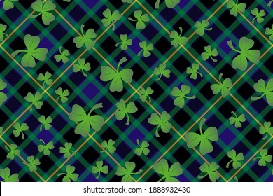 Shamrock seamless background. The base is Offally tartan