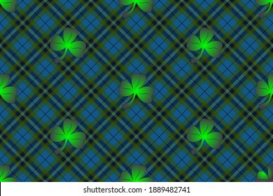 Shamrock seamless background. The base is University tartan
