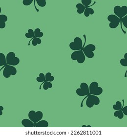 Shamrock seamless pattern. Clover leaves seamless vector pattern. St. Patrick's Day green background.