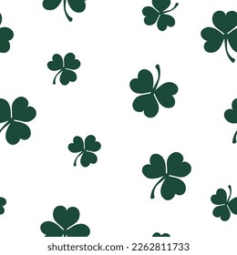 Shamrock seamless pattern. Clover leaves seamless vector pattern. St. Patrick's Day green background.