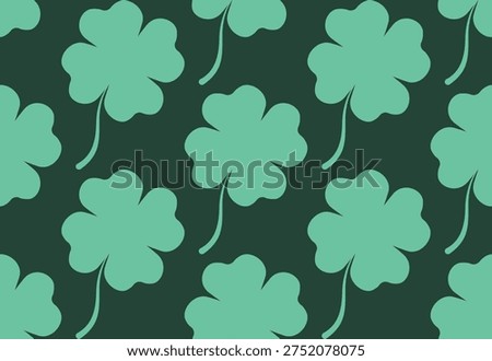 Shamrock Seamless Pattern. Four-Leaf Clover Endless Background.