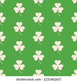 Shamrock seamless pattern. St Patrick's Day decoration vector illustration. Geometric pattern