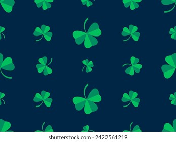 Patrón sin fisuras de Shamrock para el Día de San Patricio. El trébol verde de tres hojas es un símbolo de buena suerte. Fondo para productos promocionales, tarjetas e impresiones. Ilustración del vector