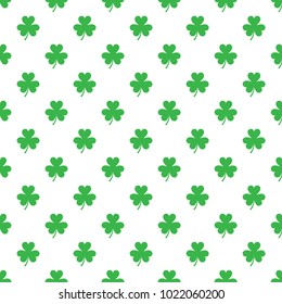 Shamrock seamless pattern vector illustration, Green Shamrock on white background for St. Patrick's Day.