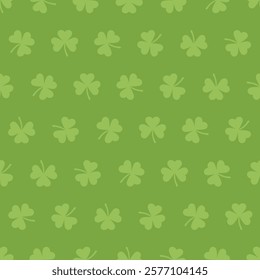 shamrock shapes. green repetitive background. vector seamless pattern. saint patrick's day. fabric swatch. wrapping paper. continuous print. design element for textile, banner, apparel, home decor