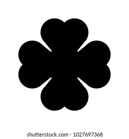 Shamrock silhouette - black four leaf clover icon. Good luck theme design element. Simple geometrical shape vector illustration.