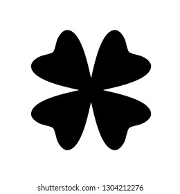 Shamrock silhouette - black four leaf clover icon. Good luck theme design element. Simple shape vector illustration.